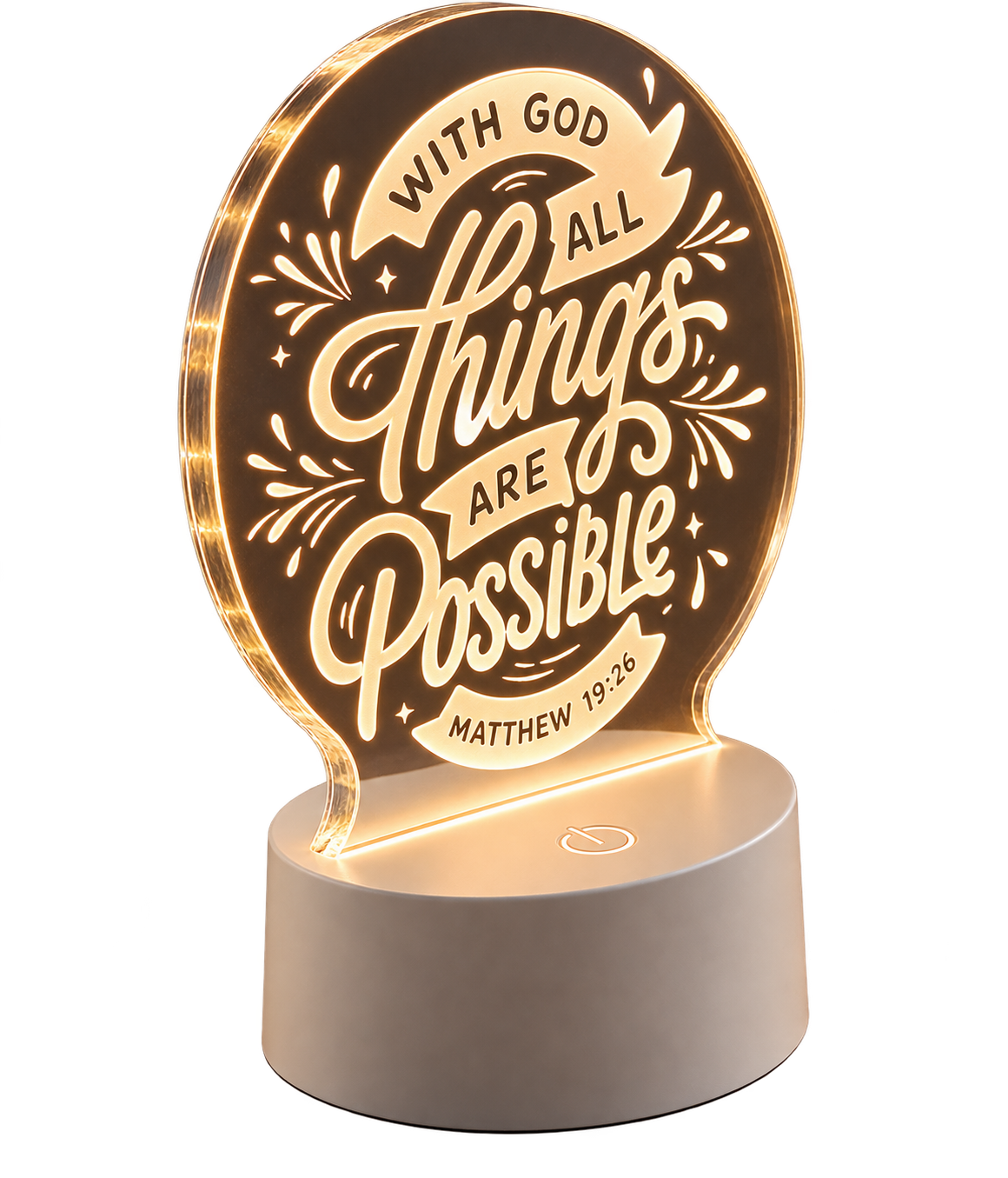 With God All Things Are Possible – Christian LED Acrylic Lamp Secondary image