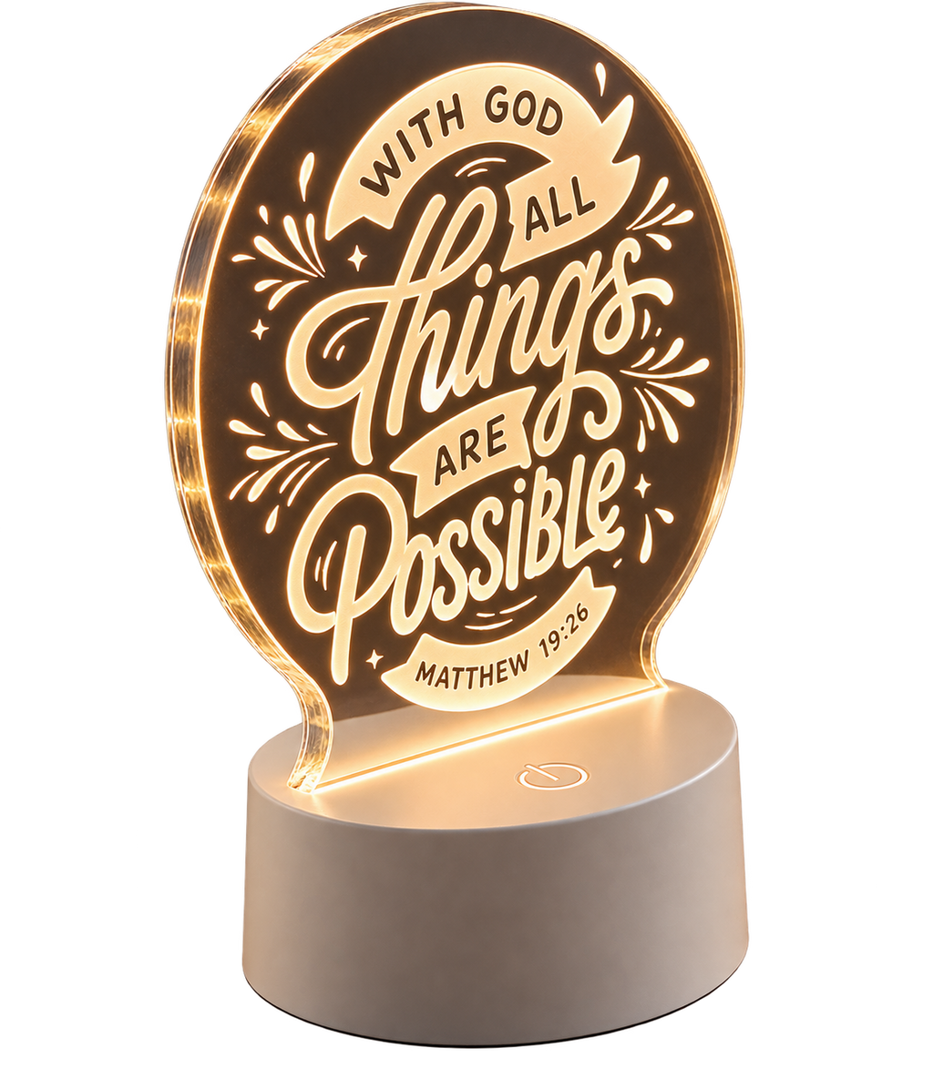 With God All Things Are Possible – Christian LED Acrylic Lamp