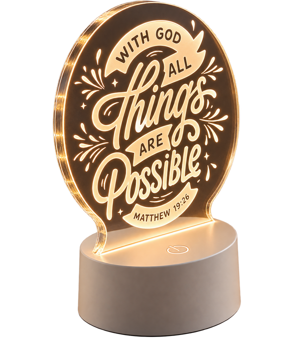 With God All Things Are Possible – Christian LED Acrylic Lamp